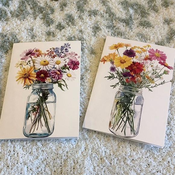 Farmhouse Floral Mason Jar Bouquet Greeting Cards Set of 6 NWT 4x5.5” - Picture 4 of 10